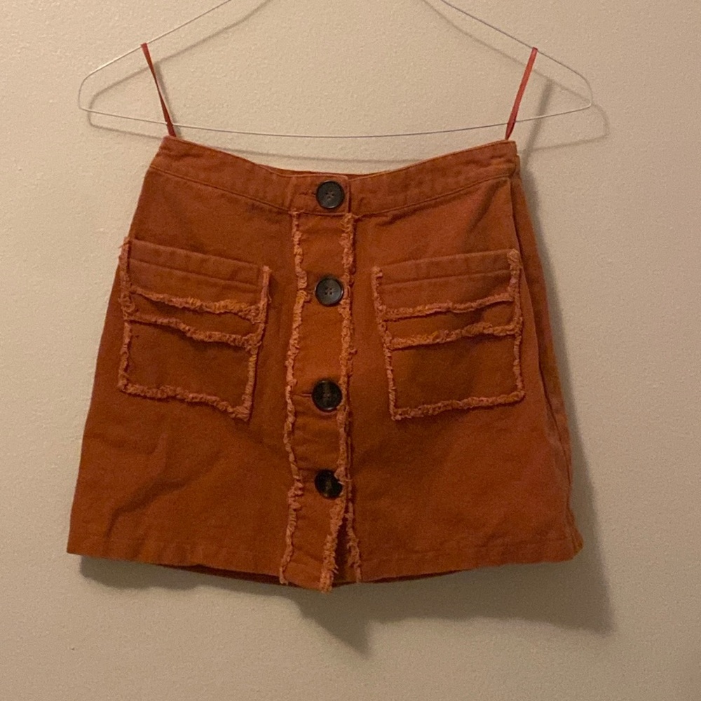 Burnt orange jean skirt from Wild Honey
